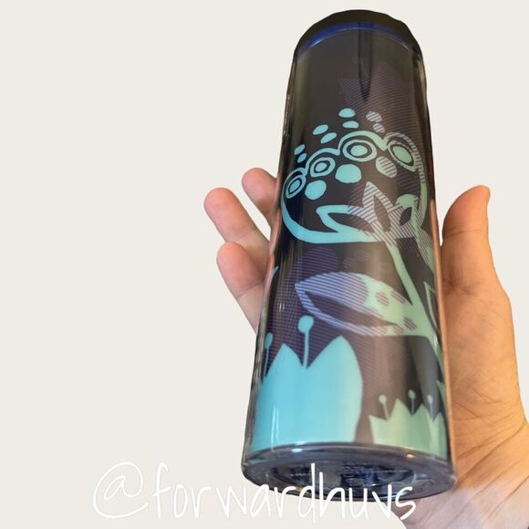 2013 Starbucks 16 Ounce Blue Floral Travel Mug - Picture 3 of 9